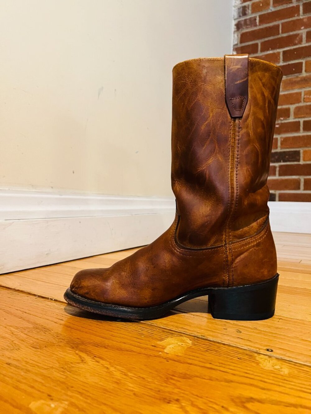 VTG Durango Campus Women's 7.5M Brown Leather Square Toe Pull-On Western Boots - Picture 6 of 16